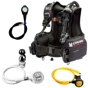 Conjunto de Regulador para Mergulho Cressi MC9 Compact Snow + BC Quartz + Octopus Compact + Manômetro