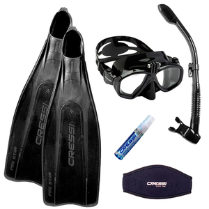 Kit de Mergulho Máscara+Respirado+Nadadeira Pro Star + Action + Supernova Dry + Anti Fog Sea Gold + Strap